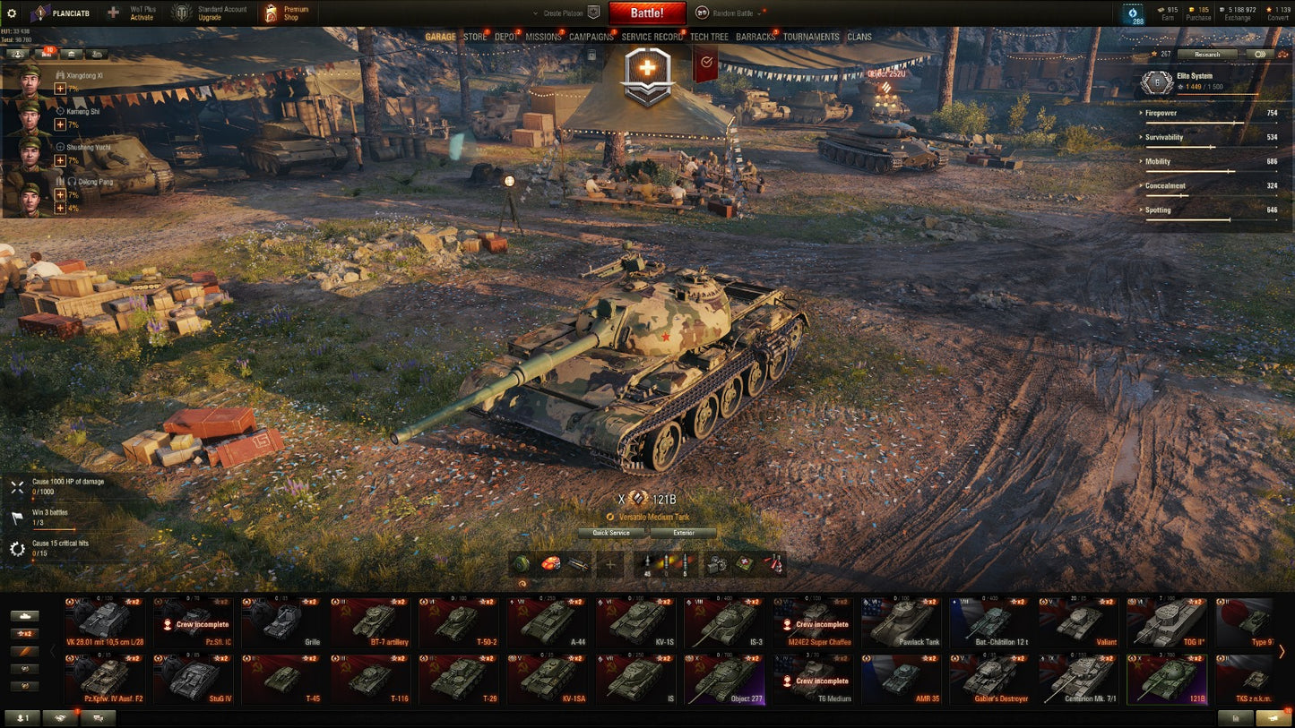 WOT ACCOUNT EU 3 X Tier tanks 8 Premium tanks 5,2M credits + WOT 2.0 REWARDS!!!