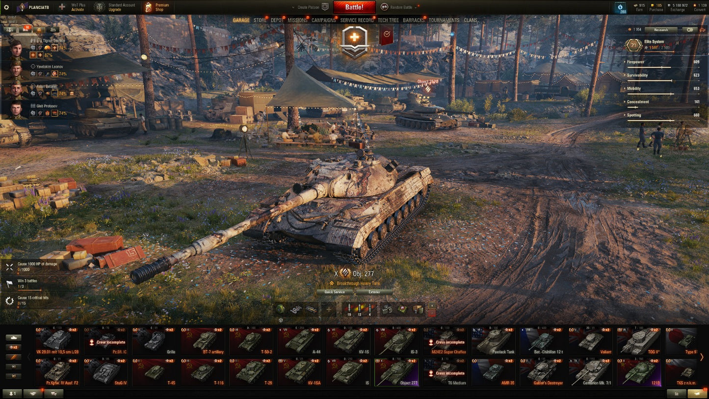 WOT ACCOUNT EU 3 X Tier tanks 8 Premium tanks 5,2M credits + WOT 2.0 REWARDS!!!