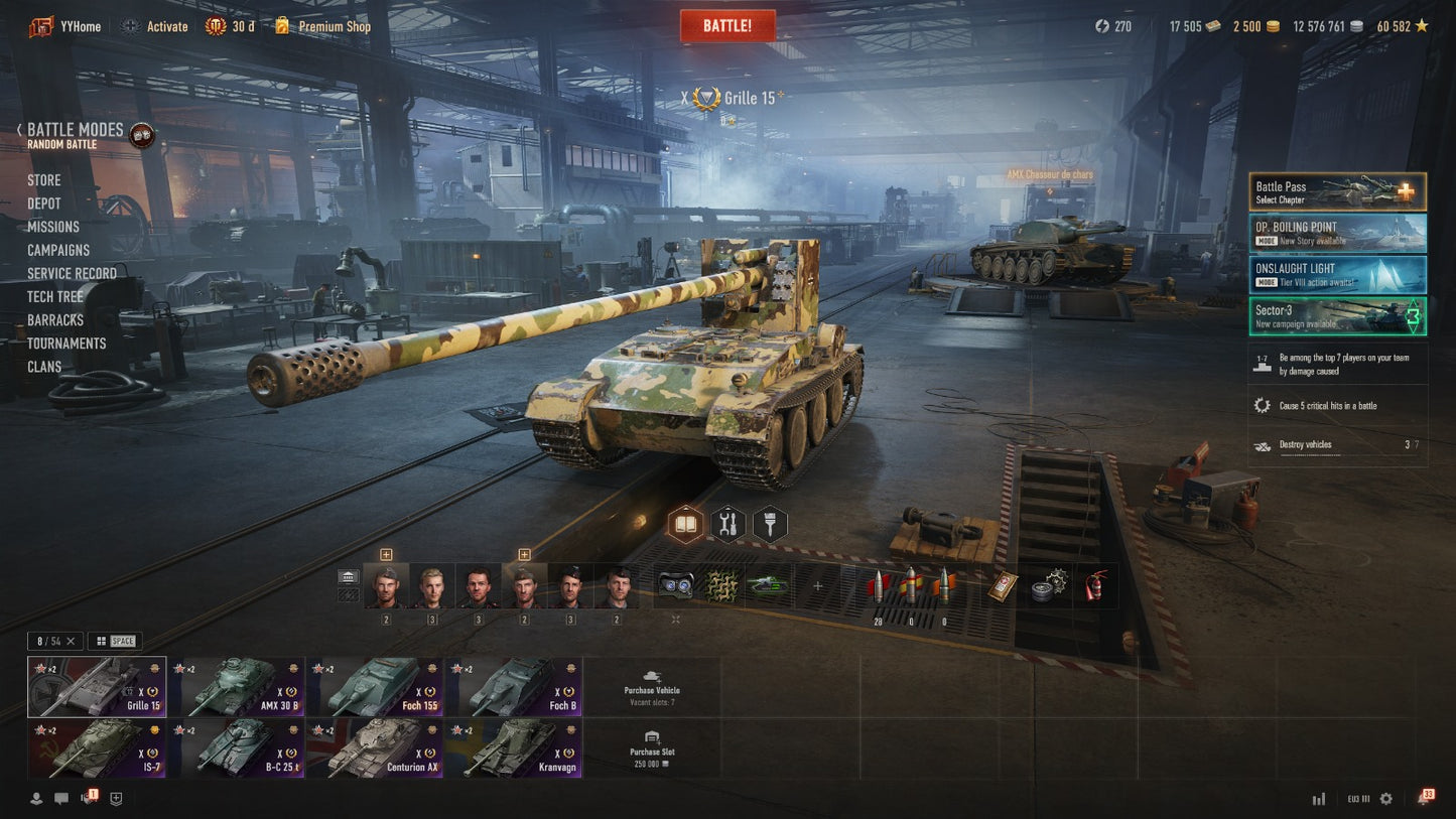 BEST DEAL WOT ACCOUNT EU 8X TIER TANKS IN GARAGE, 30 DAYS PREMIUM, 12,5M CREDITS, 2500 GOLD, 17,5K BONDS, 60K FREE EXPERIENCE