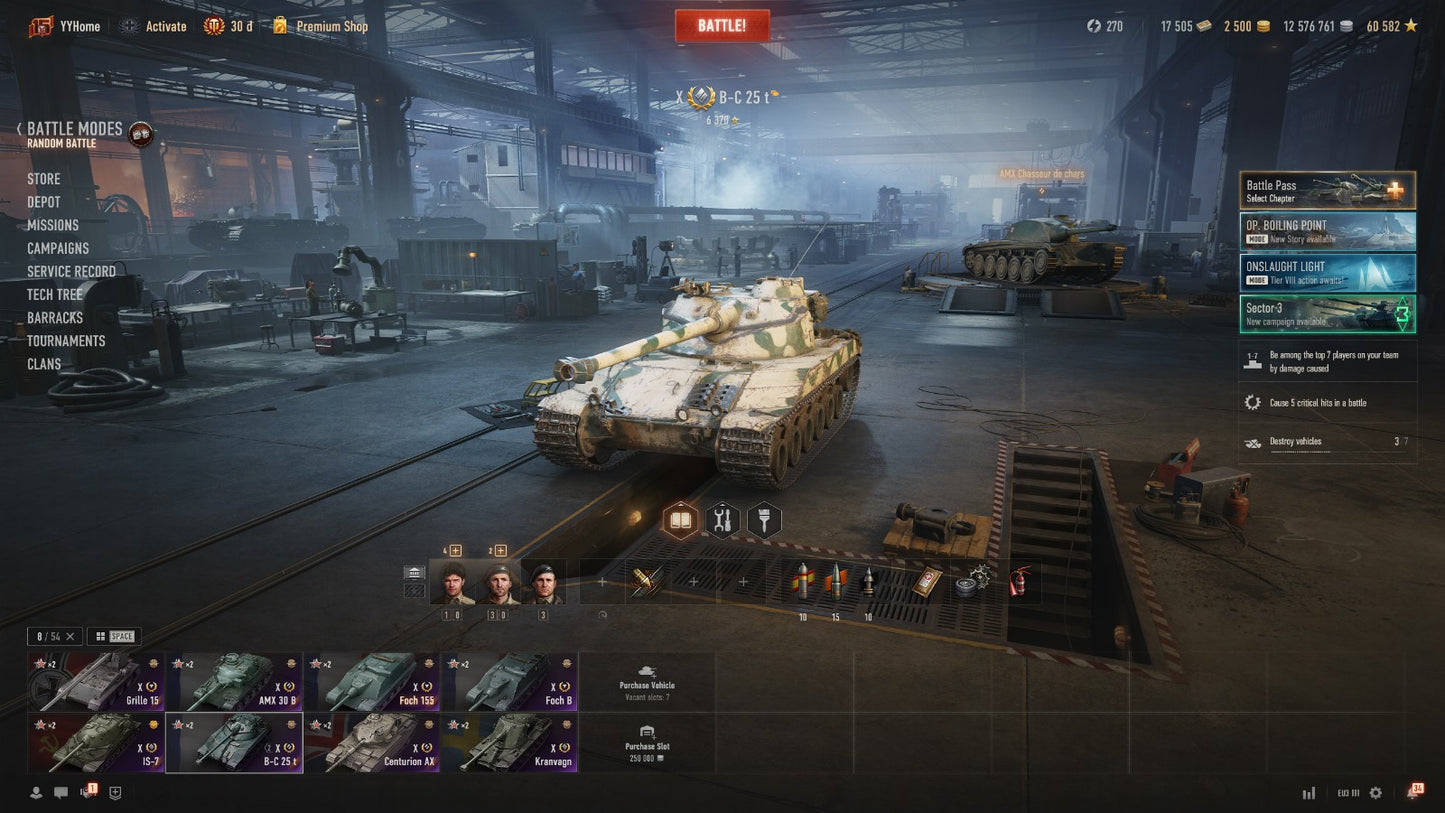 BEST DEAL WOT ACCOUNT EU 8X TIER TANKS IN GARAGE, 30 DAYS PREMIUM, 12,5M CREDITS, 2500 GOLD, 17,5K BONDS, 60K FREE EXPERIENCE