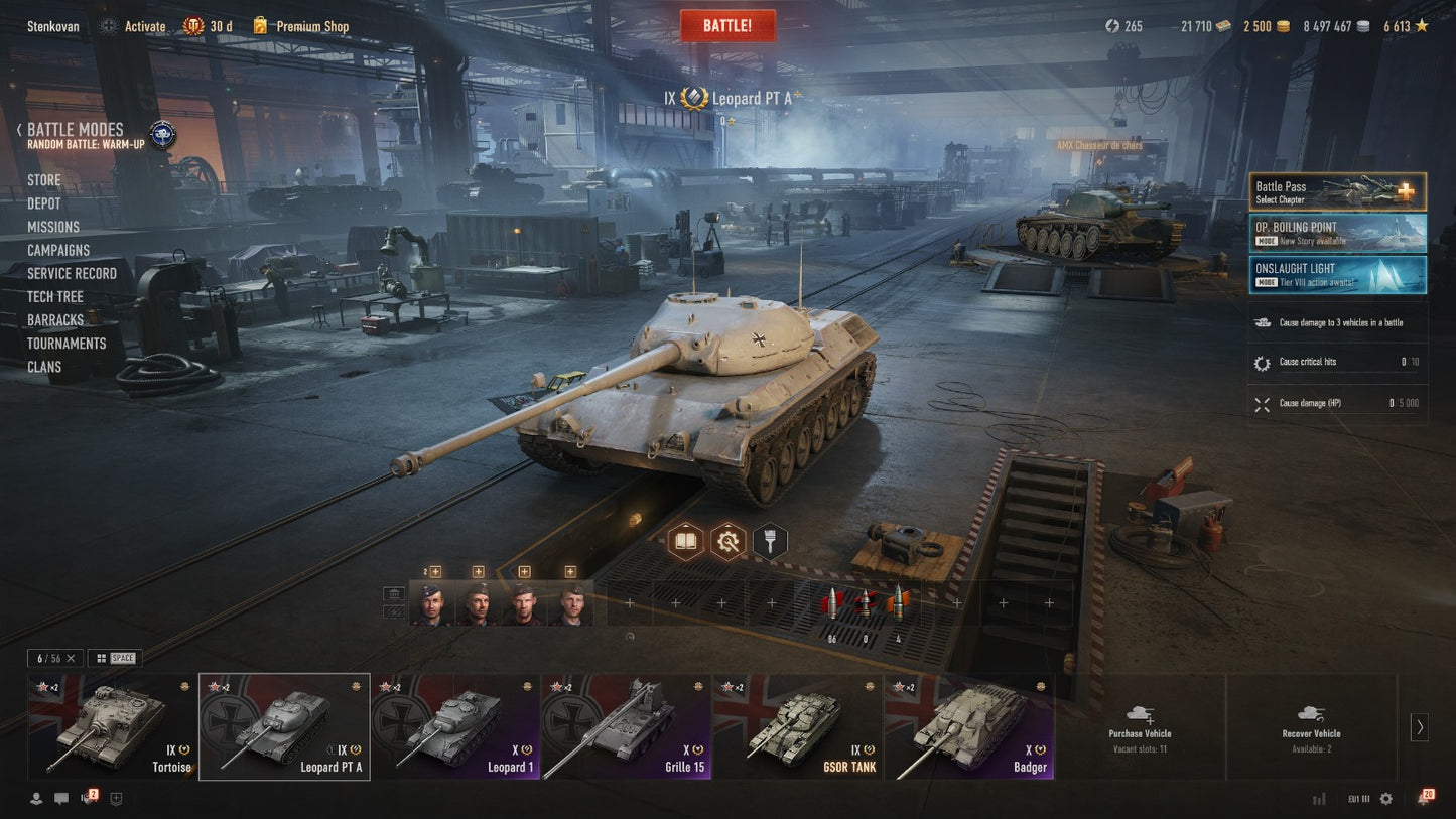 WOT ACCOUNT EU 3 X TIER TANKS IN GARAGE, 3 IX TIER TANKS, 30 DAYS PREMIUM, 8,4M CREDITS, 2500 GOLD, 22K BONS