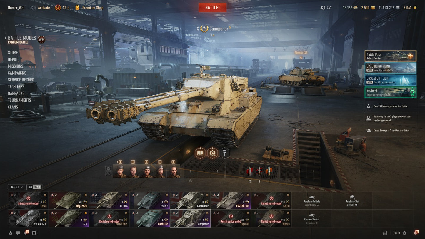 WOT ACCOUNT EU 6 X TIER TANKS IN GARAGE, 30 DAYS PREMIUM, 12M CREDITS, 2500 GOLD, 18K BONS