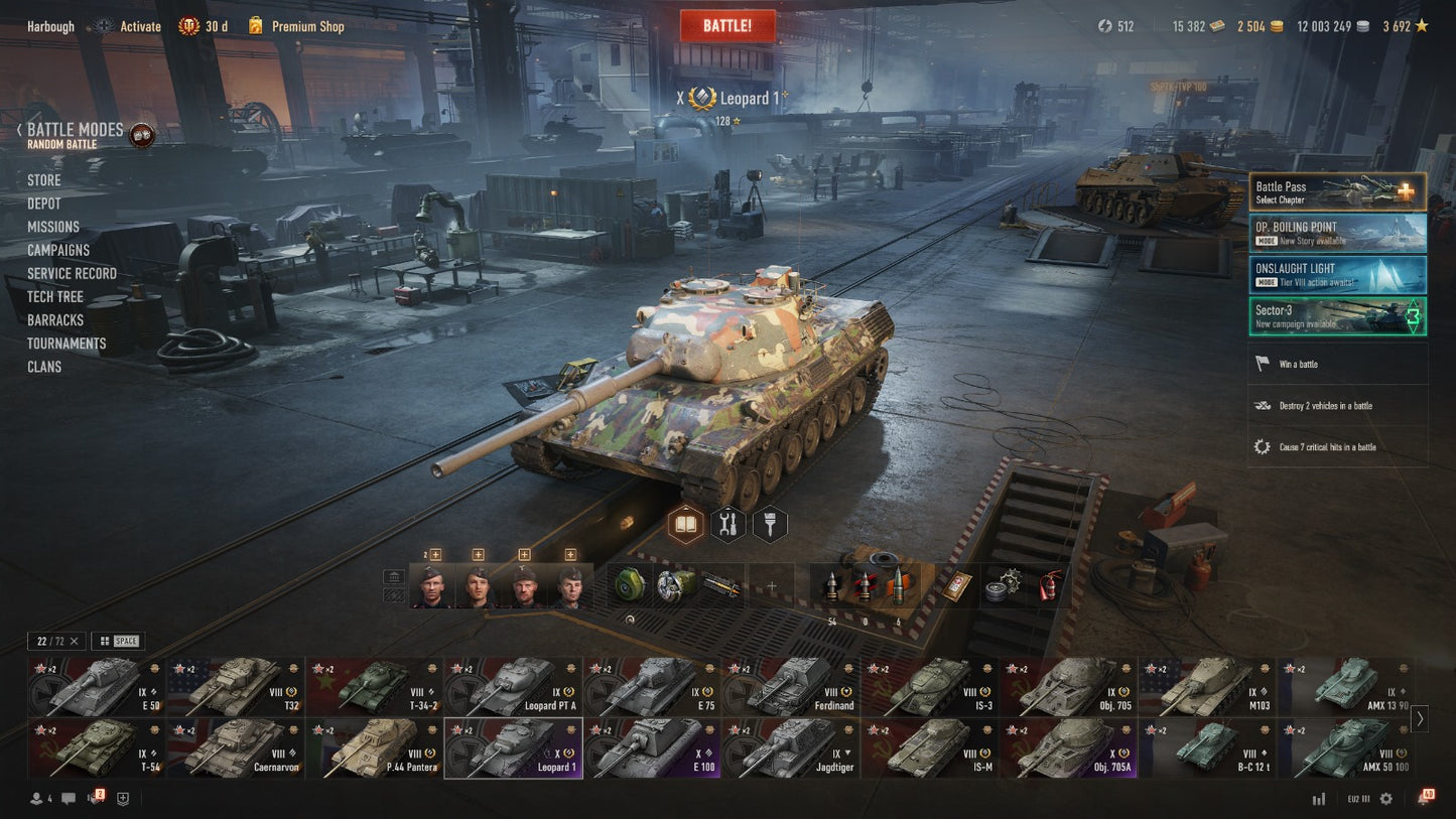 WOT ACCOUNT EU 3 X TIER TANKS, 9 IX TIER TANKS, 10 VIII TANKS 30 DAYS PREMIUM, 12M CREDITS, 2500GOLD, 15,3K BONDS