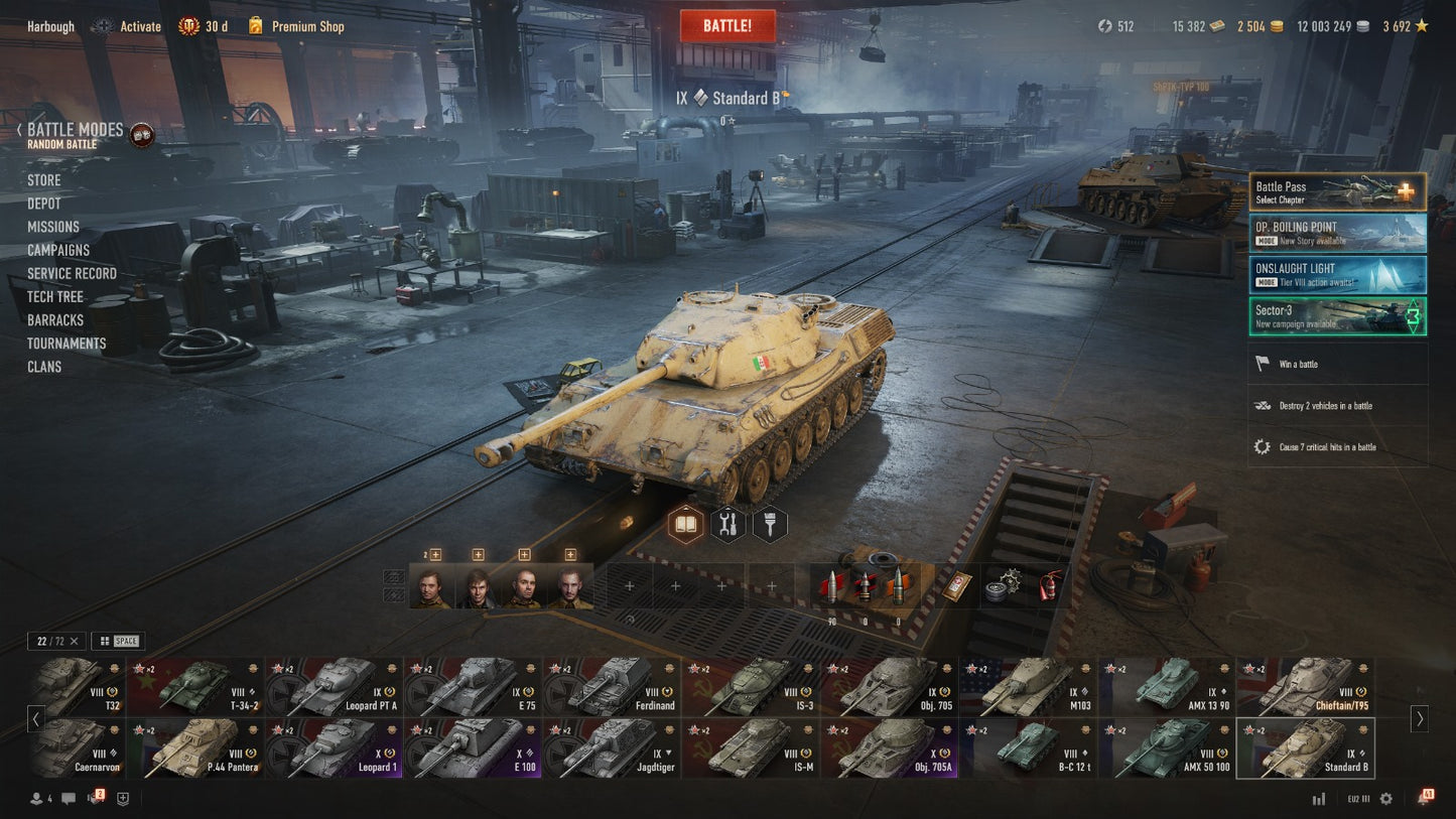 WOT ACCOUNT EU 3 X TIER TANKS, 9 IX TIER TANKS, 10 VIII TANKS 30 DAYS PREMIUM, 12M CREDITS, 2500GOLD, 15,3K BONDS