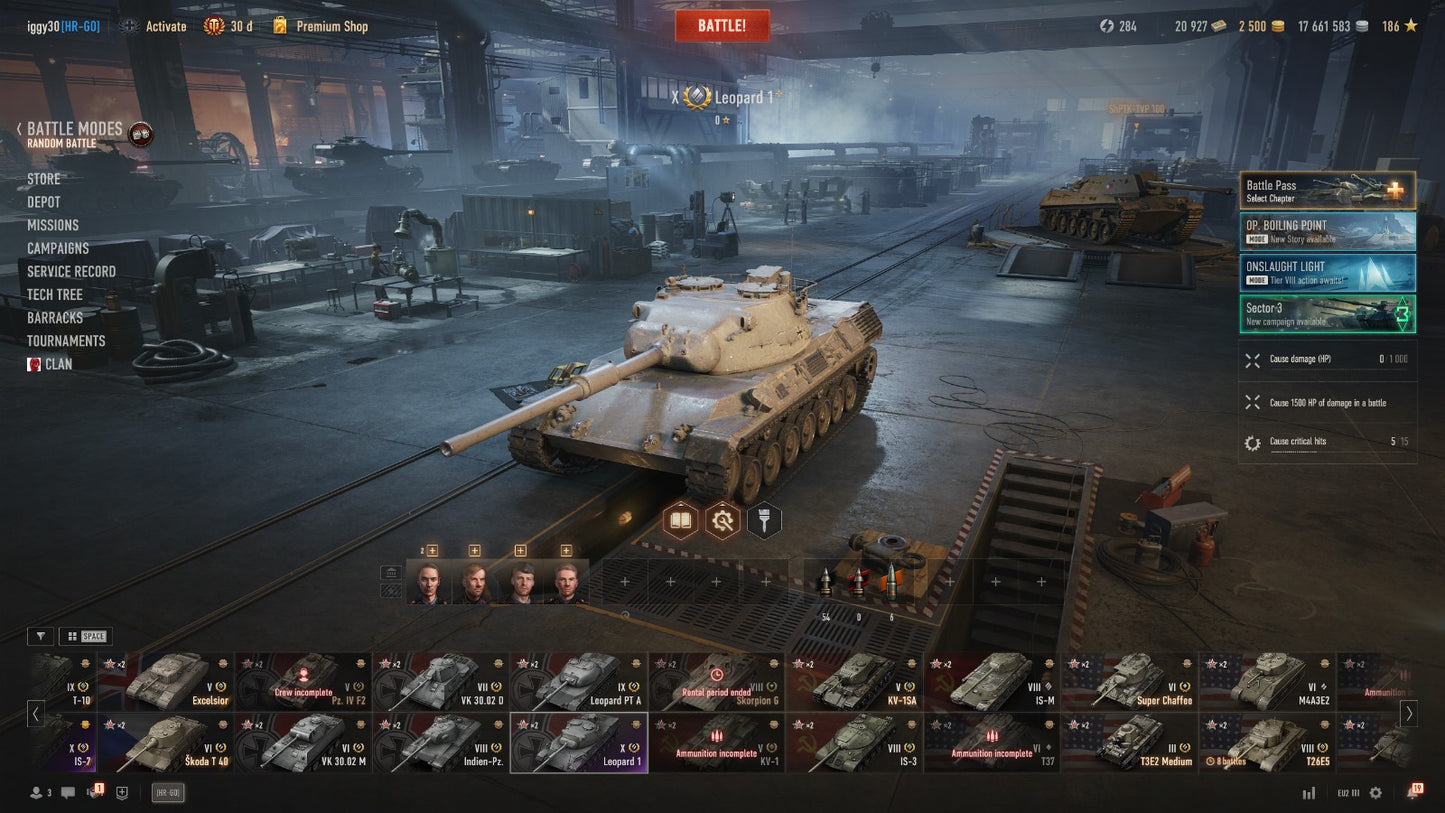 WOT ACCOUNT EU 3 X TIER TANKS, 3 IX TIER TANKS, 4 VIII TIER TANKS, 17,6M CREDITS, 2500 GOLD, BONDS 21K