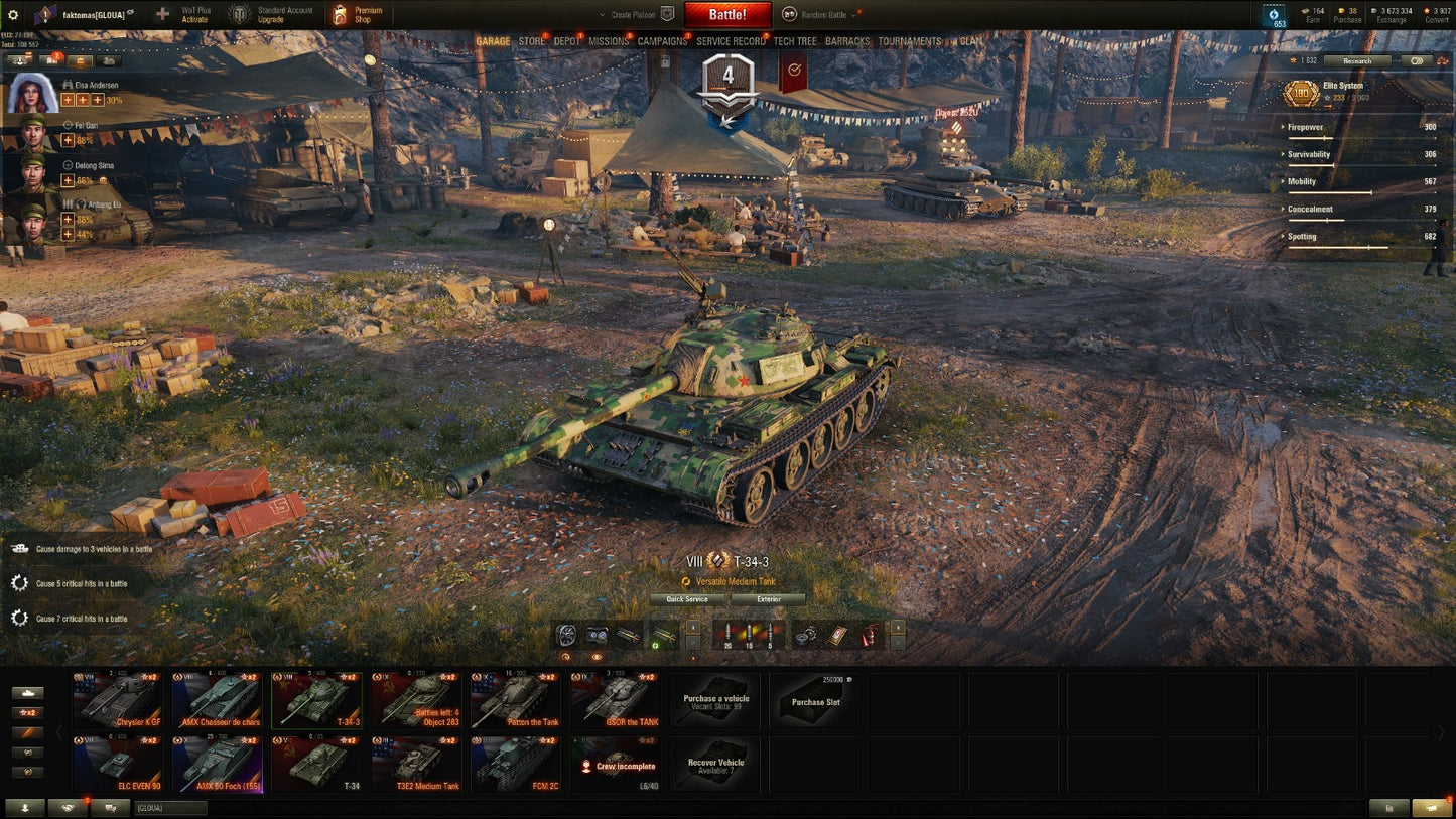 WOT ACCOUNT EU 14 X Tier tanks 5 premium tanks 3,7M Credits 39K Battles + WOT 2.0 REWARDS!!!