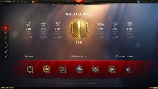 WOT ACCOUNT EU 3 X Tier tanks 8 Premium tanks 5,2M credits + WOT 2.0 REWARDS!!!
