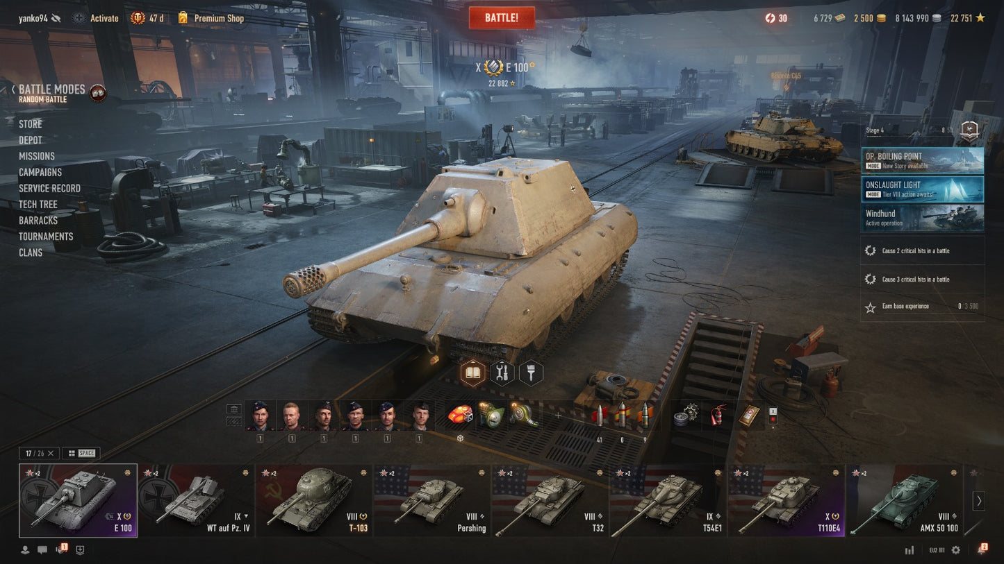 WOT EU ACCOUNT 4 X TIER TANKS IN GARAGE 5 IX TIER TANKS 6 VIII TIER TANKS 47 DAYS PREMIUM, 8,1M CREDITS, 2500 GOLD 6,7K BONS