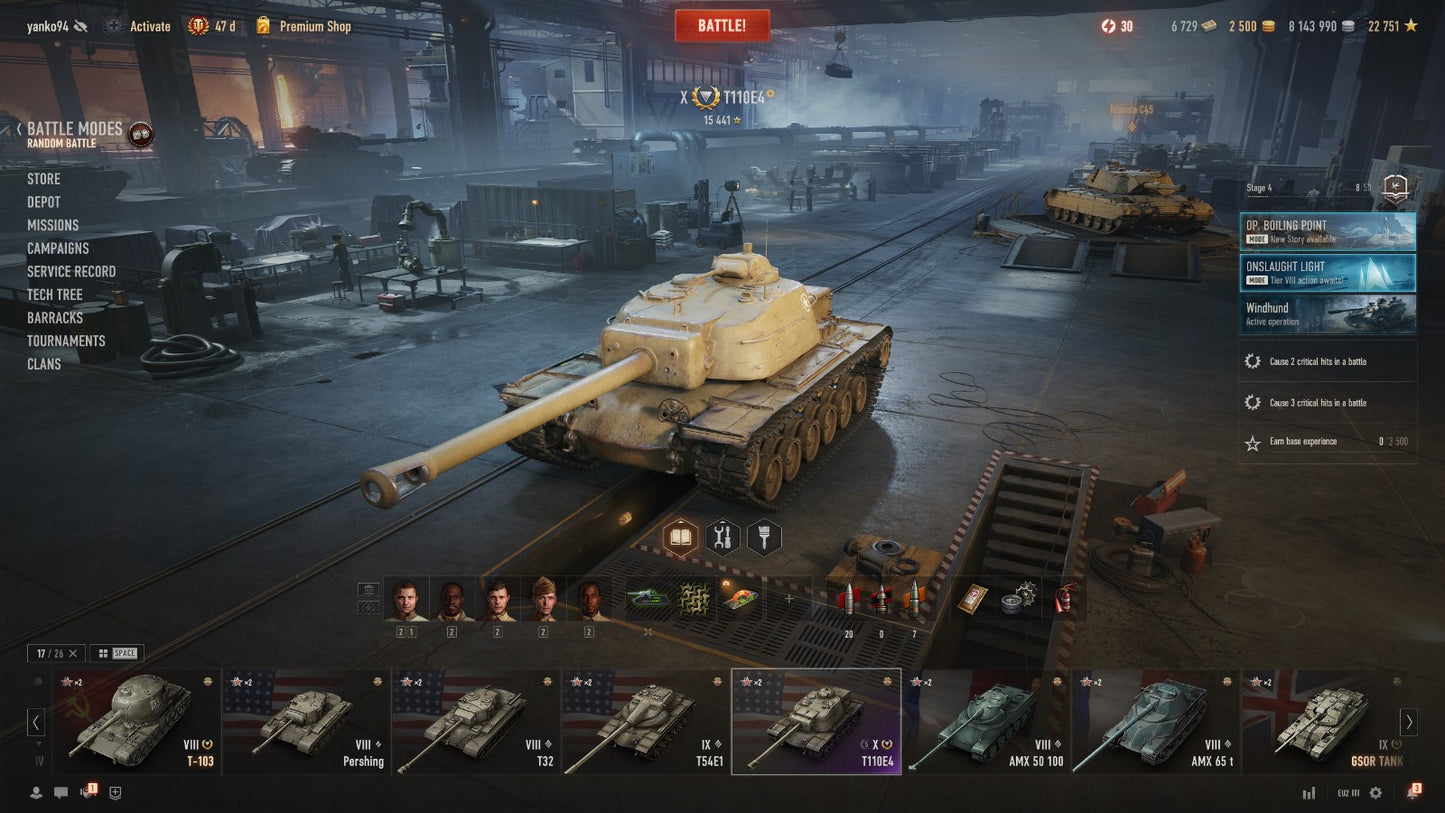 WOT EU ACCOUNT 4 X TIER TANKS IN GARAGE 5 IX TIER TANKS 6 VIII TIER TANKS 47 DAYS PREMIUM, 8,1M CREDITS, 2500 GOLD 6,7K BONS