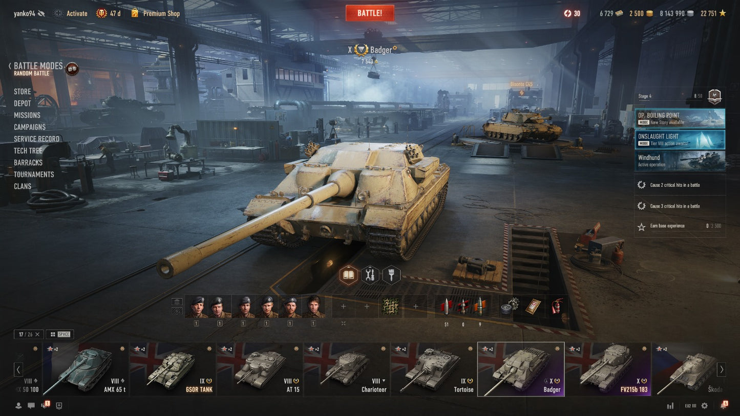 WOT EU ACCOUNT 4 X TIER TANKS IN GARAGE 5 IX TIER TANKS 6 VIII TIER TANKS 47 DAYS PREMIUM, 8,1M CREDITS, 2500 GOLD 6,7K BONS