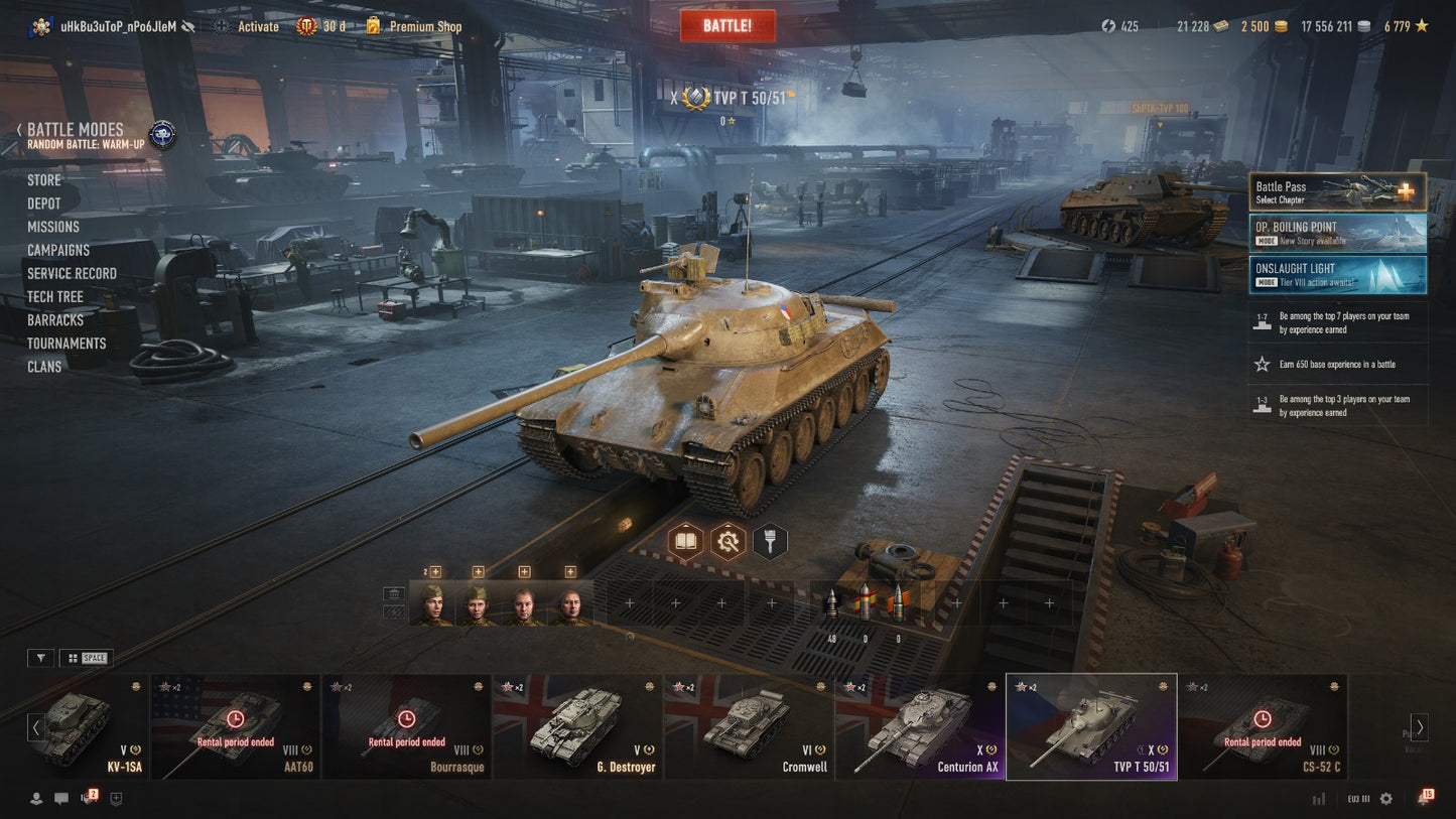 WOT ACCOUNT EU 17 X TIER TANKS 30 DAYS PREMIUM, 17,5M CREDITS, 2500 GOLD 21,3K BONDS